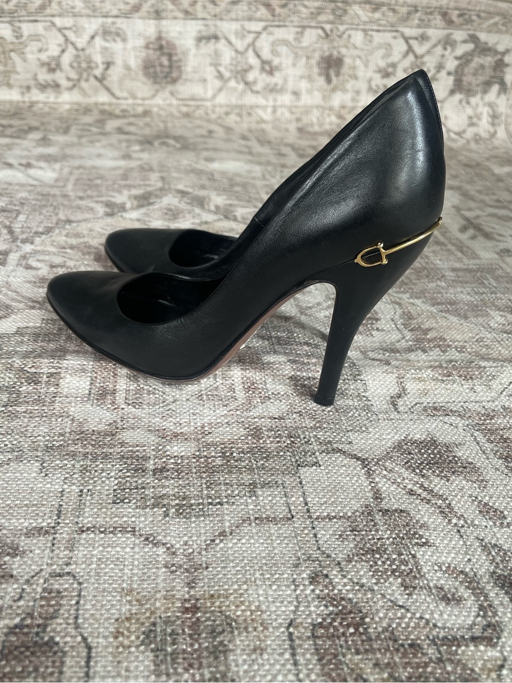 Gucci Black Pointed Toe Horsebit Stiletto Pumps